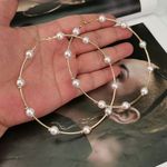 Cercei aurii, hoop, rotunzi, cu perle, Riborg C6 fotografia produsului View 2 S