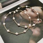 Cercei aurii, hoop, rotunzi, cu perle, Riborg C6 fotografia produsului View 3 S