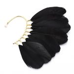 Cercel ear cuff, auriu, cu pene negre, Robin C2 fotografia produsului View 2 S