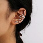 Cercel ear cuff, argintiu, forma de sarpe, Rissa C14 fotografia produsului View 2 S