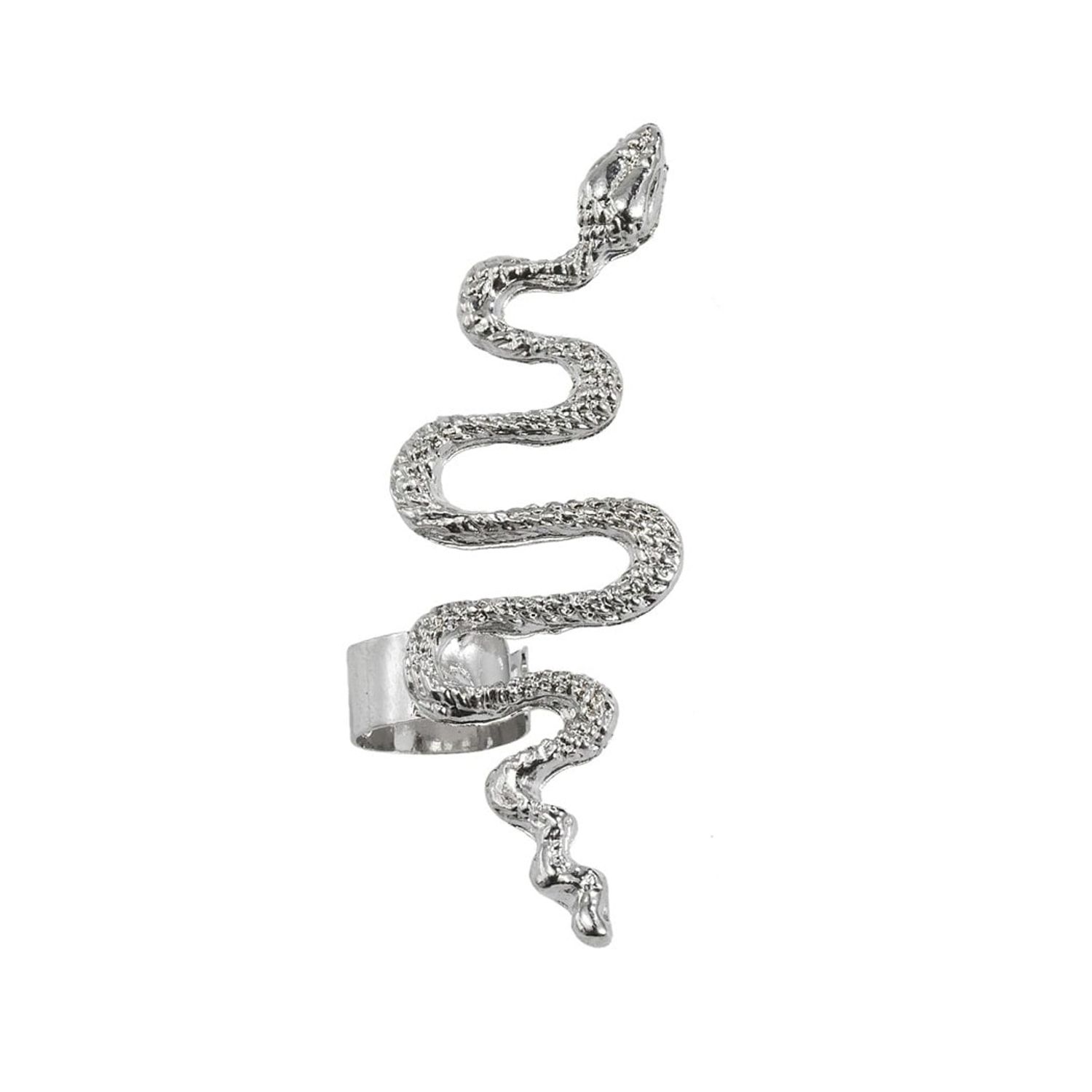 Cercel ear cuff, argintiu, forma de sarpe, Rissa C14 fotografia produsului