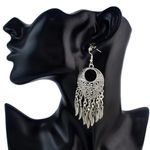 Cercei argintii, stil boho, cu pene metalice, Ringborg C25 fotografia produsului View 2 S