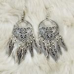 Cercei argintii, stil boho, cu pene metalice, Ringborg C25 fotografia produsului View 3 S