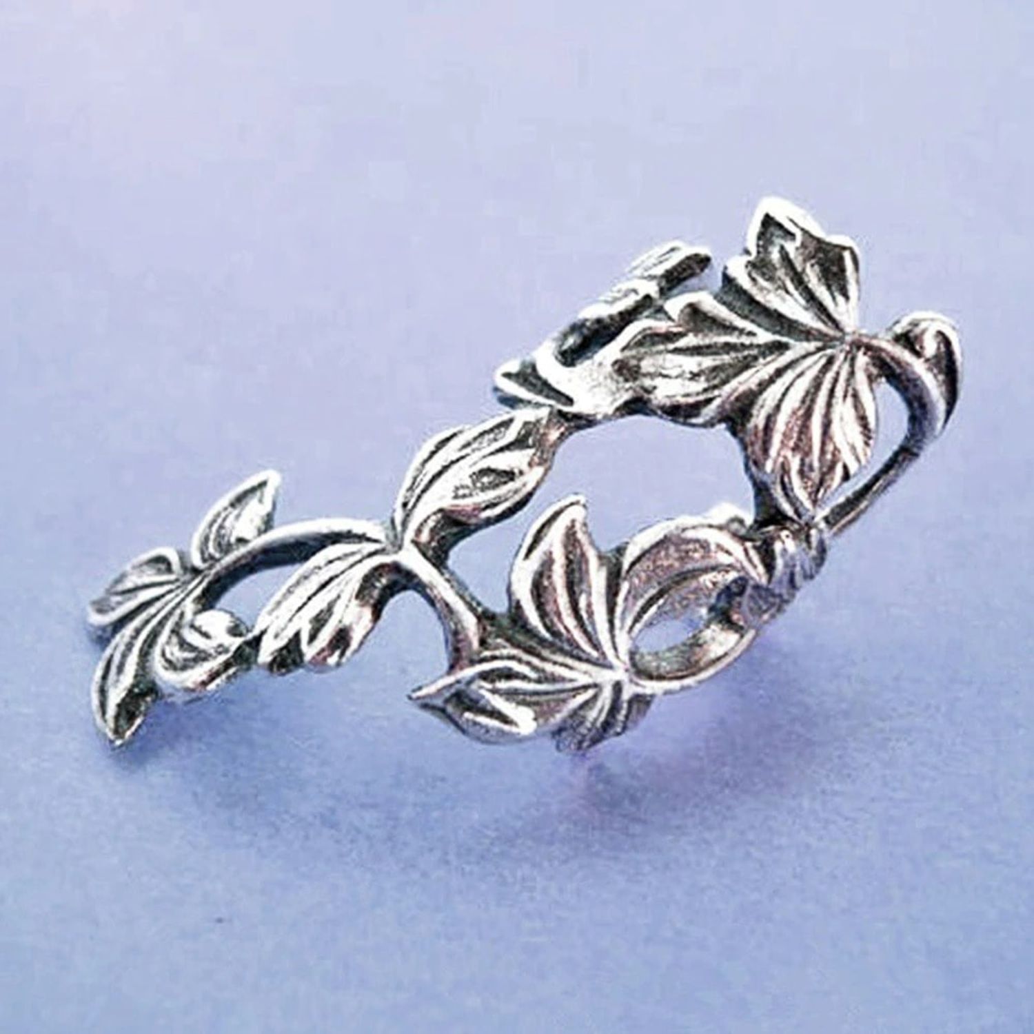 Cercei ear cuff, argintii, cu frunzulite, Thordis C19 fotografia produsului View 2 L