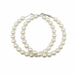 Cercei hoop, argintii, cu perle, Vallmo C8 fotografia produsului