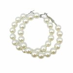 Cercei hoop, argintii, cu perle, Vallentina C3 fotografia produsului