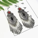 Cercei argintii, lungi, stil boho, cu pietre, Alisa C2 fotografia produsului View 2 S