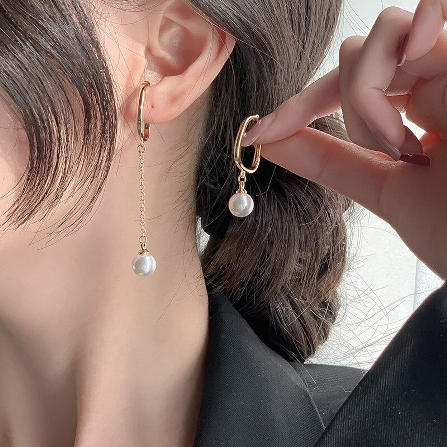 Cercei ear cuff, aurii, cu perle, Avia C17 fotografia produsului View 2 L