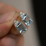 Cercei argintii, cu piatra bleu din zirconiu, Dalmar C7 fotografia produsului