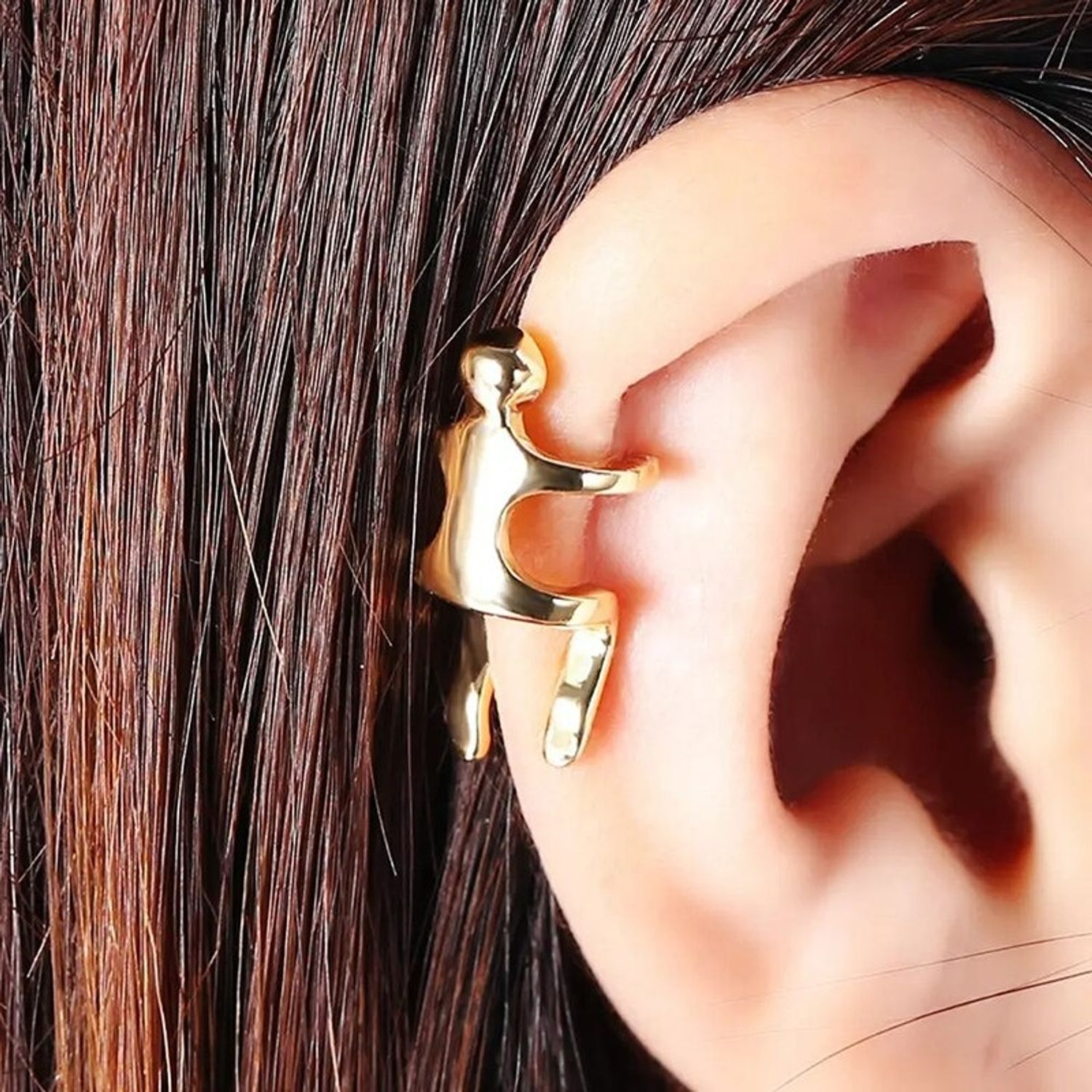 Cercei aurii, ear cuff, forma umana, Dahlia C18 fotografia produsului View 2 L