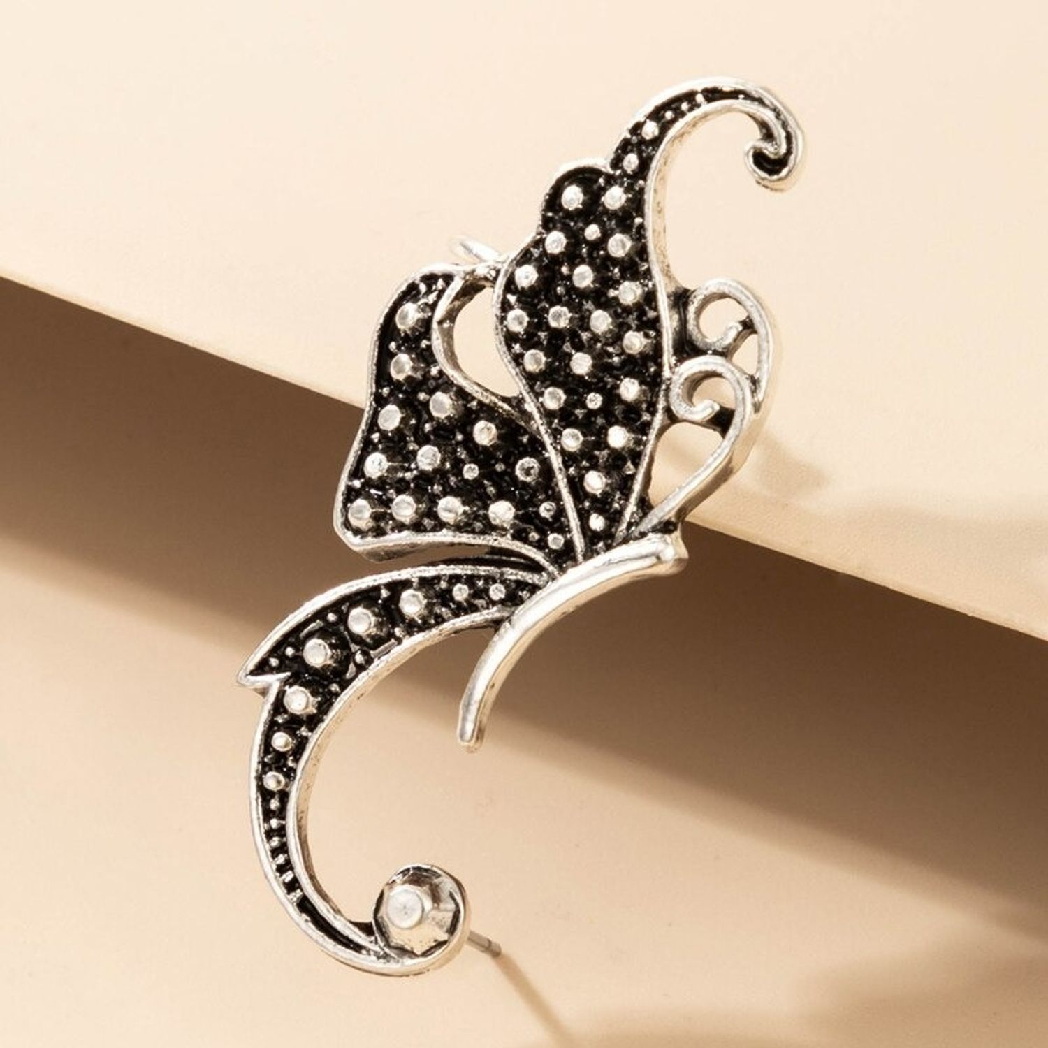 Cercel argintiu, ear cuff, forma de floare, Dino C9 fotografia produsului View 3 L