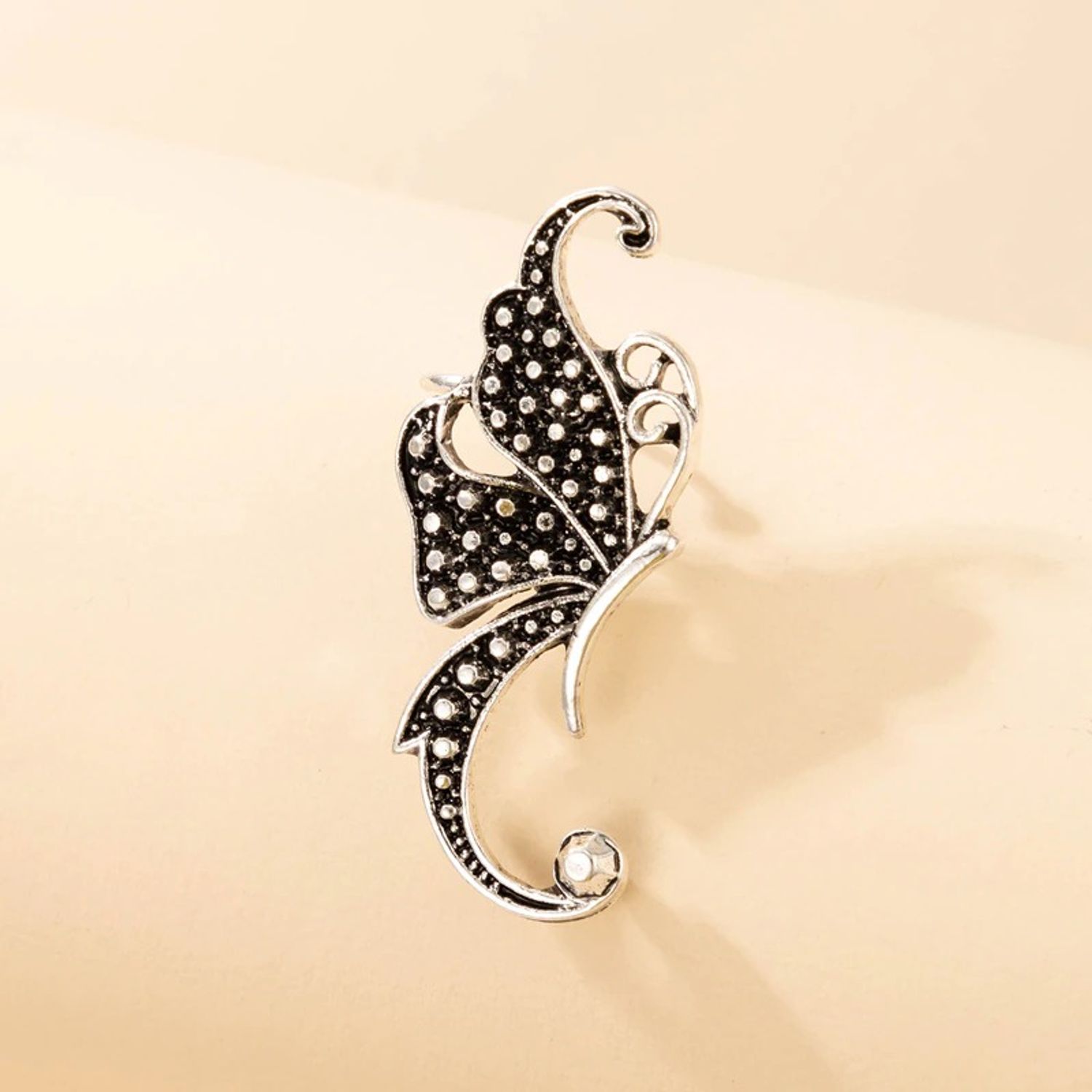 Cercel argintiu, ear cuff, forma de floare, Dino C9 fotografia produsului View 4 L