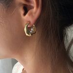 Cercei aurii, rotunzi, cu perlute, Eugenia C6 fotografia produsului