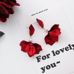 Cercei rosii, cu petale si perle, Laurina C9 fotografia produsului View 3 S