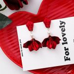 Cercei rosii, cu petale si perle, Laurina C9 fotografia produsului View 2 S