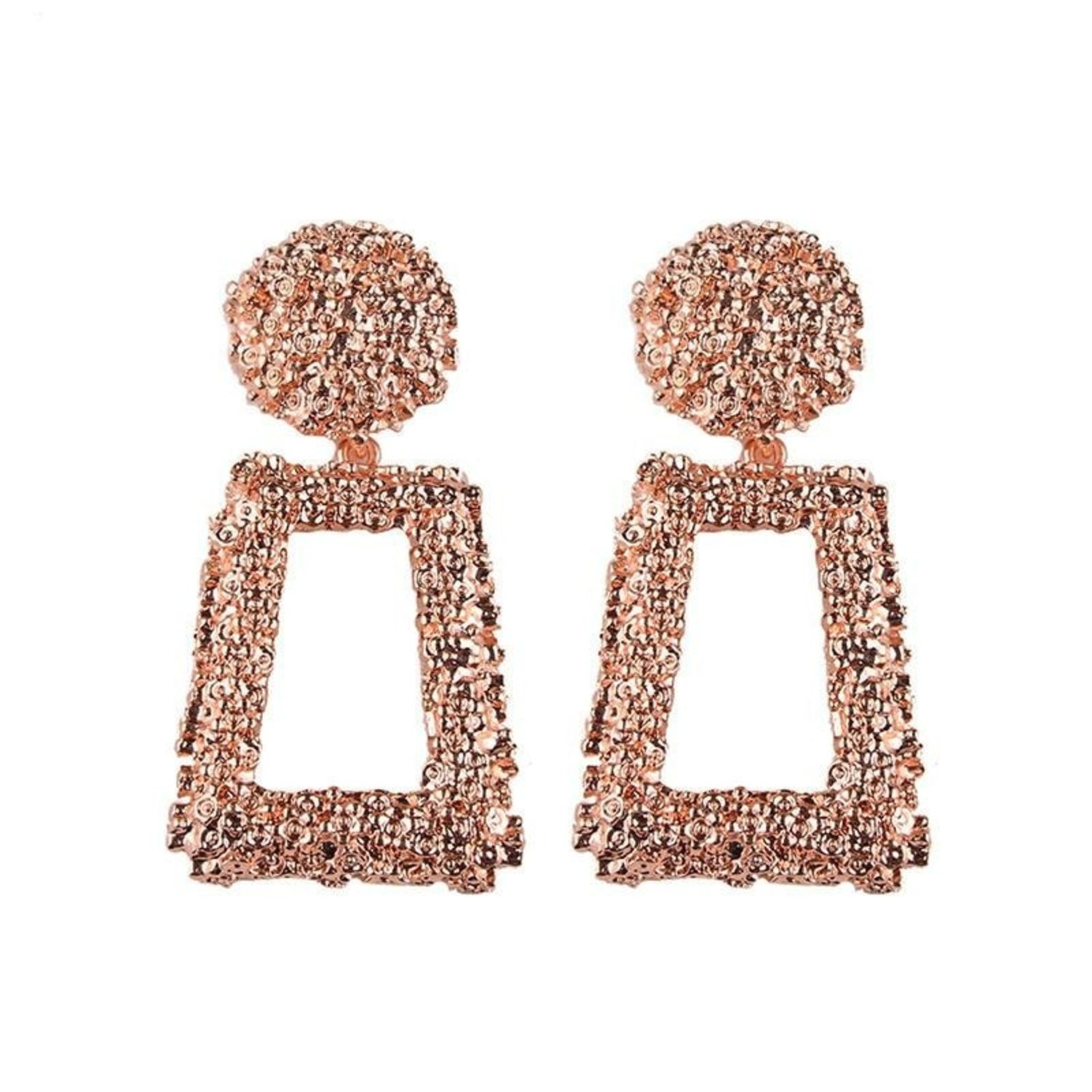 Cercei rose gold, cu textura incretita, Melisa C4 fotografia produsului View 2 L