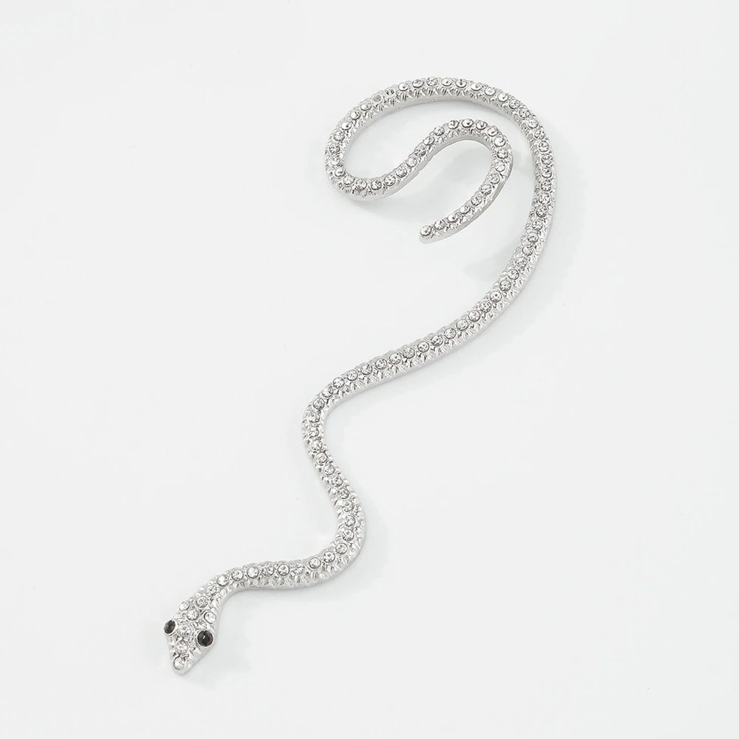 Cercel ear cuff, argintiu, forma de sarpe, cu pietre, Sajda C4 fotografia produsului View 2 L