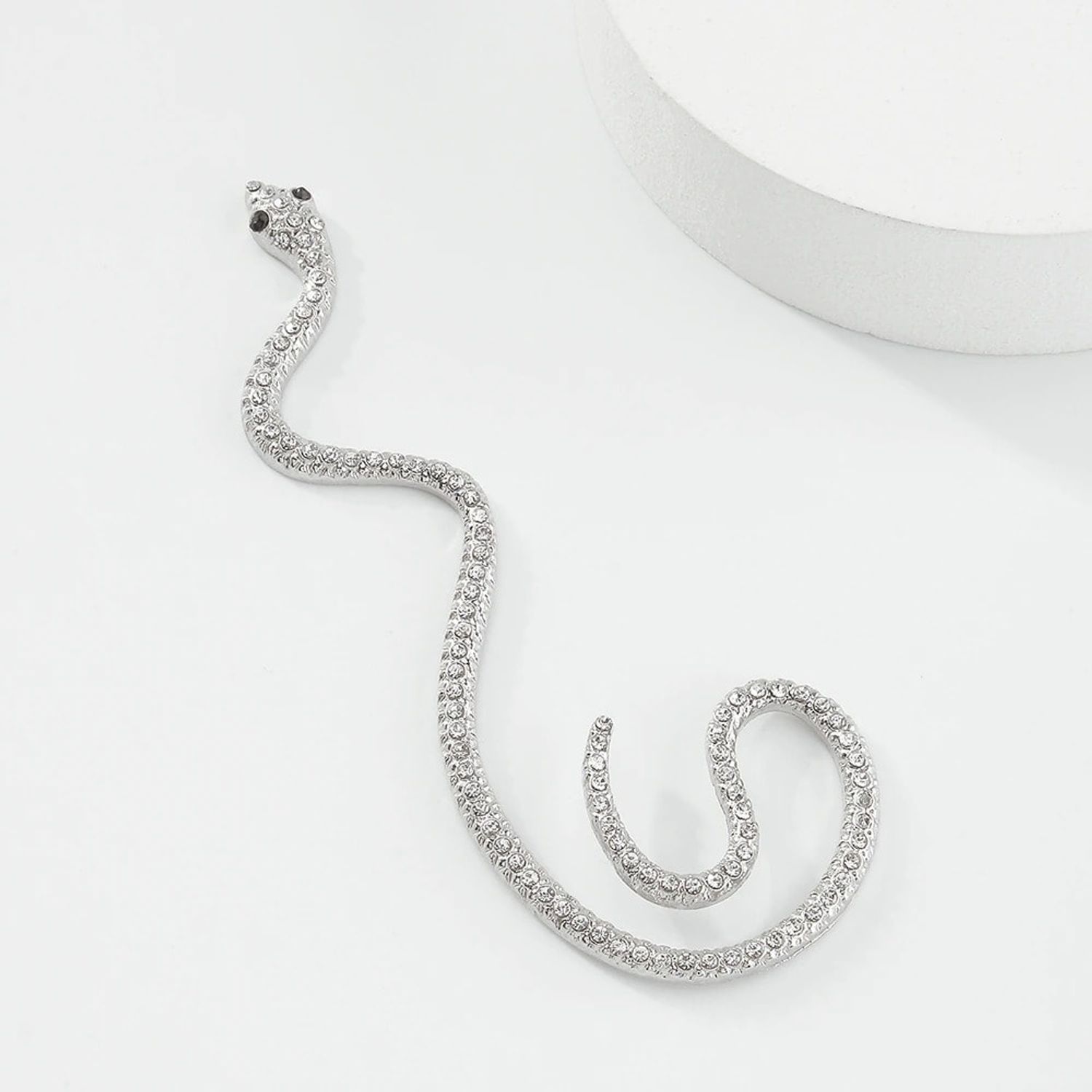 Cercel ear cuff, argintiu, forma de sarpe, cu pietre, Sajda C4 fotografia produsului View 4 L