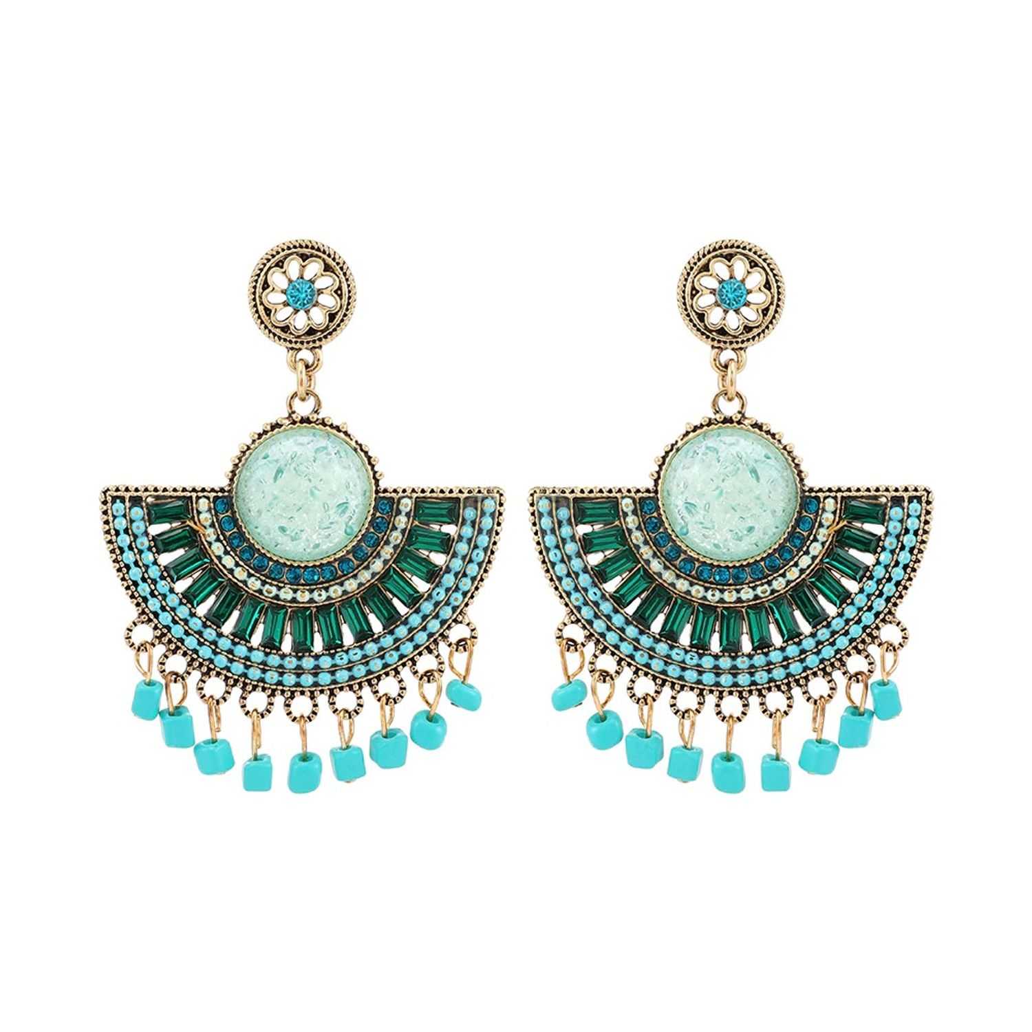 Cercei aurii, cu pietre turquoise, Sophie C6 fotografia produsului View 4 L