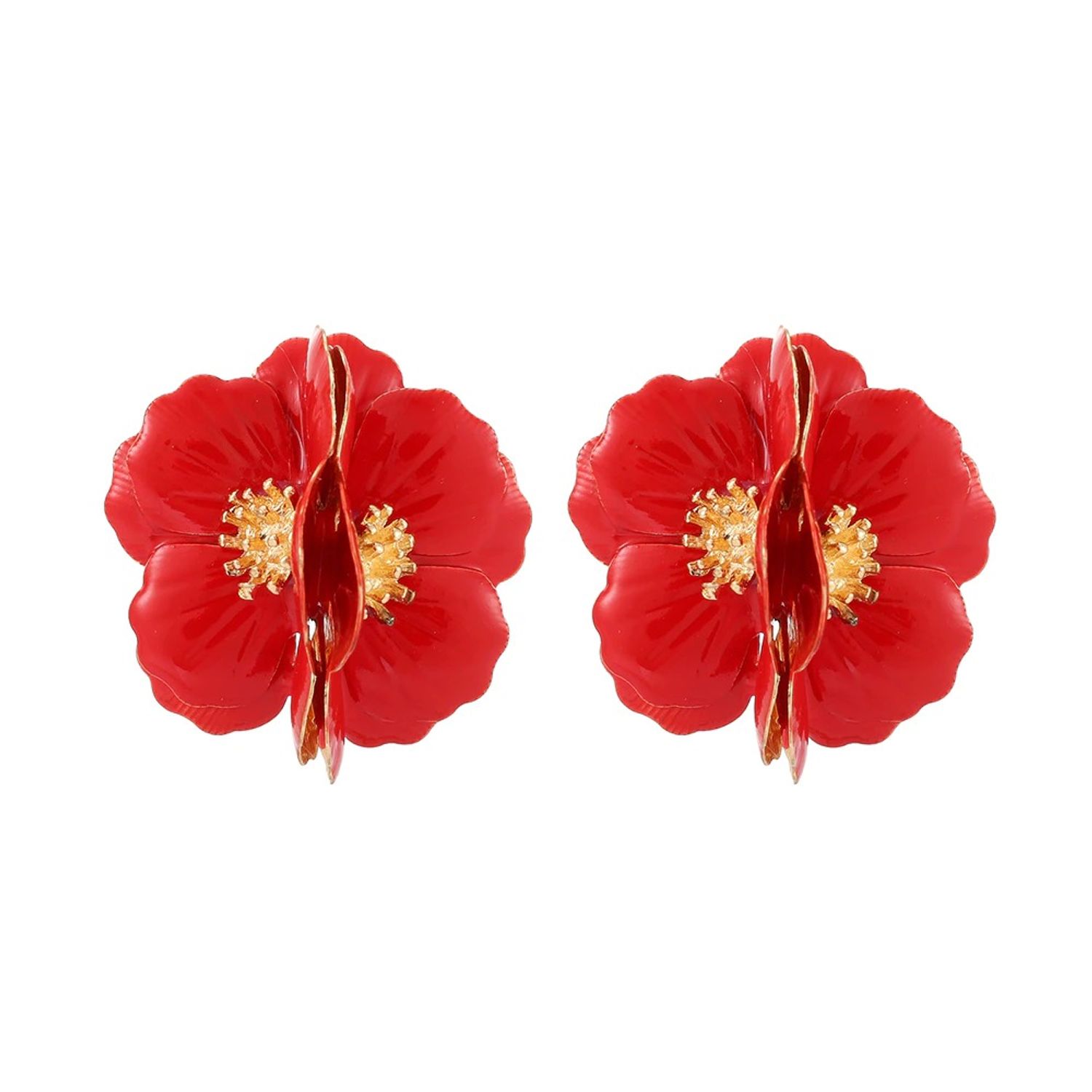 Cercei rosii, forma de floare, Sona C5 fotografia produsului