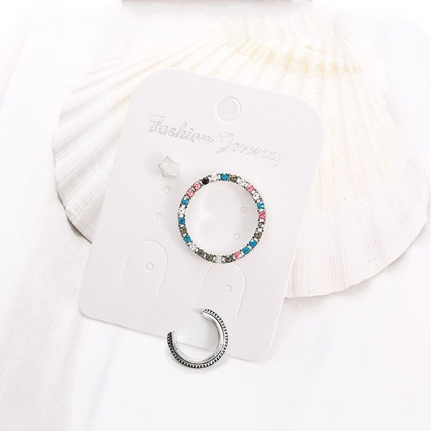 Set cercei argintii, cu pietre multicolore, Thana C10 fotografia produsului View 3 L