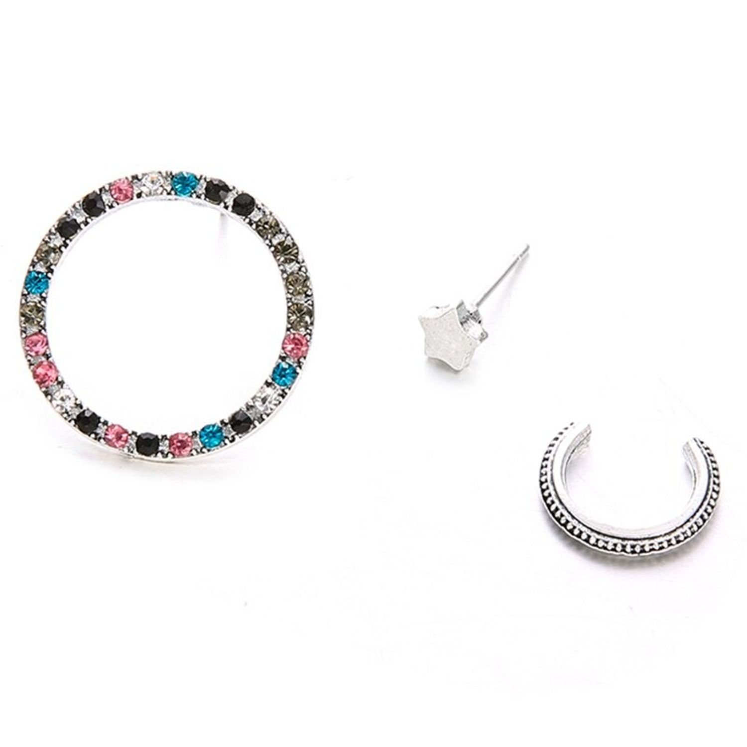Set cercei argintii, cu pietre multicolore, Thana C10 fotografia produsului View 2 L