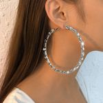 Cercei hoop, argintii, cu pietre, Daga C3 fotografia produsului