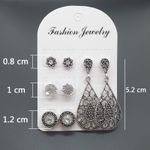 Set cercei argintii, diverse forme, cu pietre, Deana C22 fotografia produsului View 3 S
