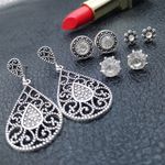 Set cercei argintii, diverse forme, cu pietre, Deana C22 fotografia produsului View 5 S