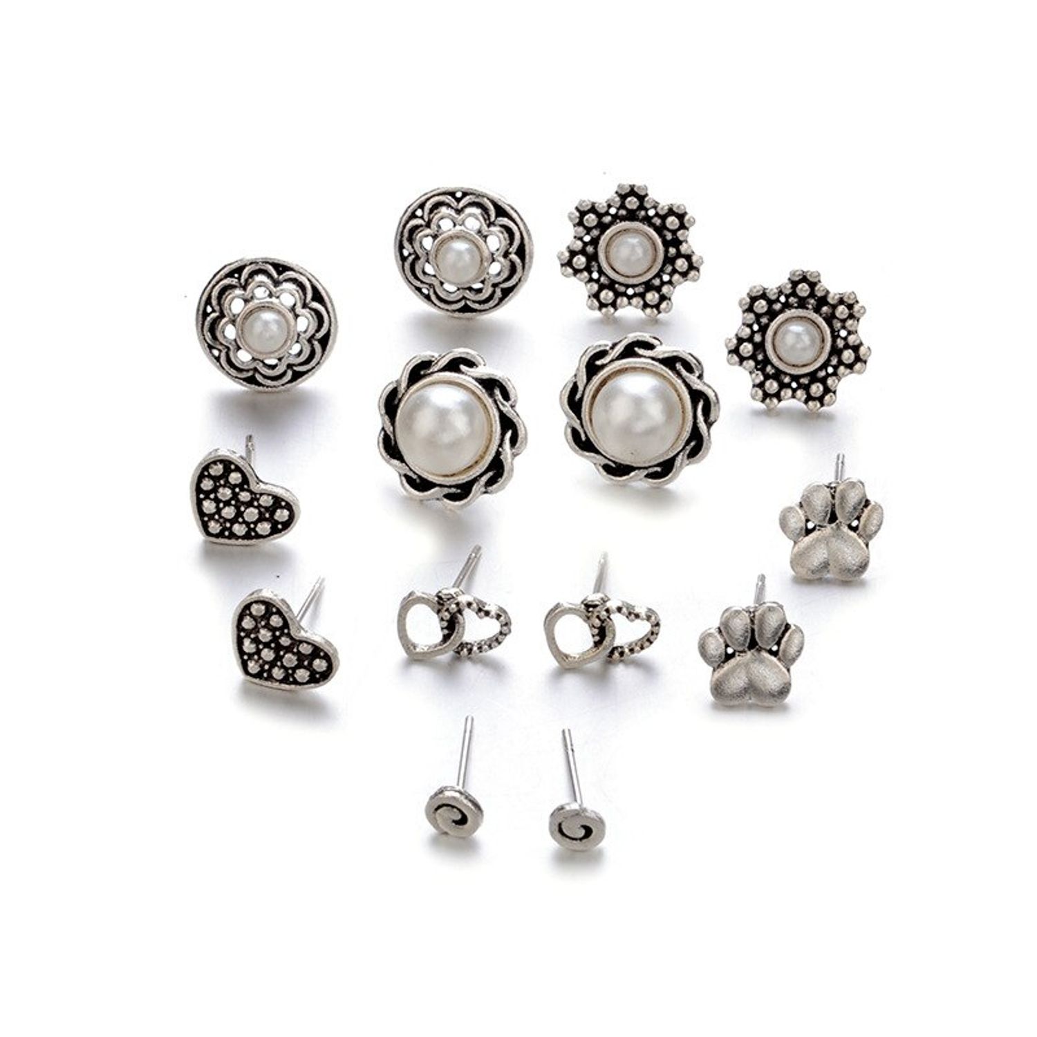 Set cercei argintii, diverse forme, cu pietre, Danila C20 fotografia produsului View 2 L