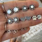 Set cercei argintii, diverse forme, cu pietre, Danila C20 fotografia produsului