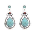 Cercei argintii, cu pietre turquoise, Flora C14 fotografia produsului
