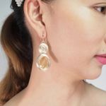 Cercei aurii, din sarma modelata, cu pietre, Fausta C5 fotografia produsului View 2 S