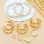 Set cercei, aurii, forme diverse, cu perle, Sanja C27 fotografia produsului