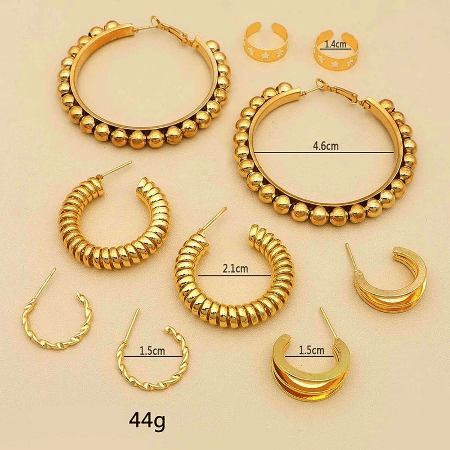 Set cercei, aurii, forme diverse, Sanita C27 fotografia produsului View 3 L