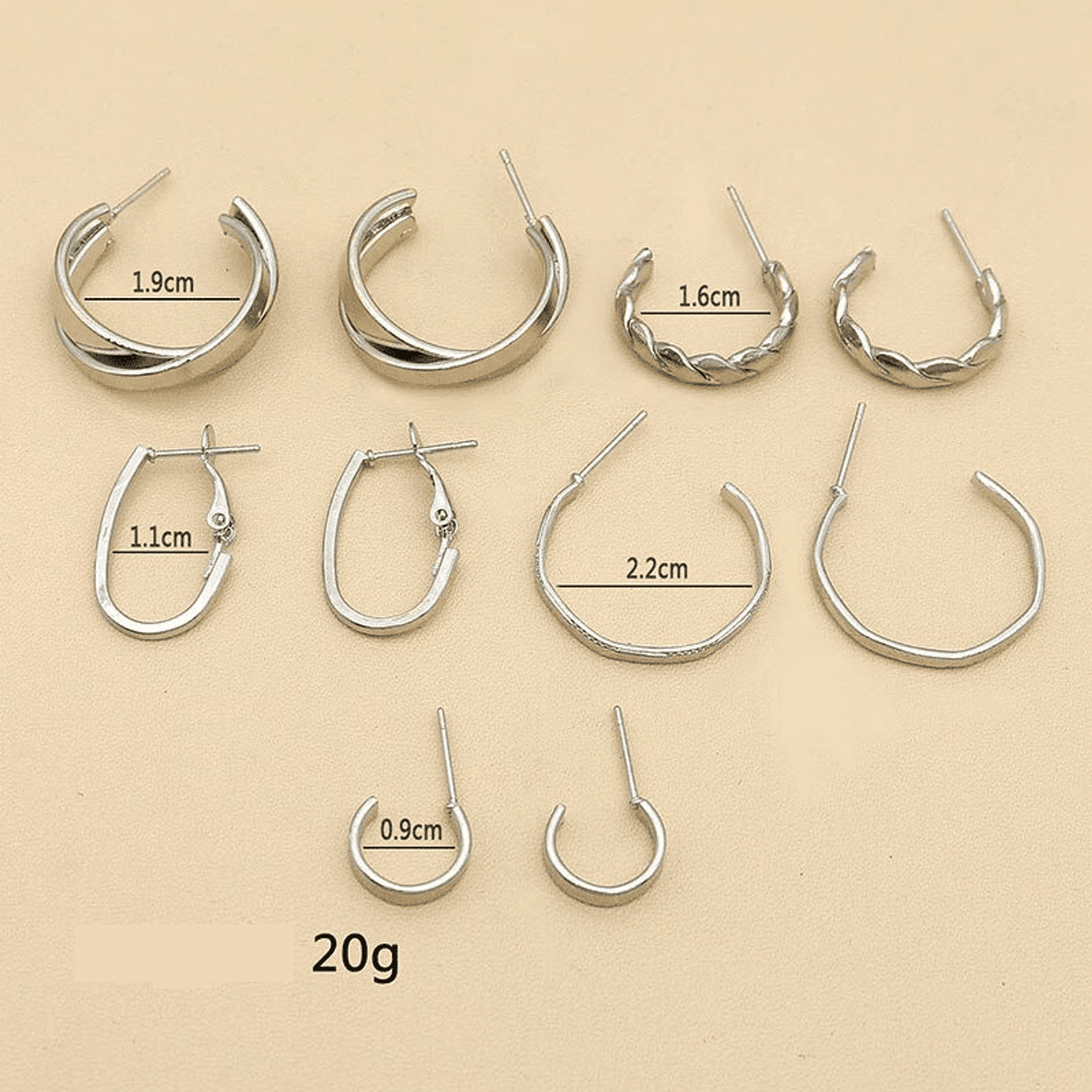 Set cercei, argintii, forme diverse, Sania C27 fotografia produsului View 2 L