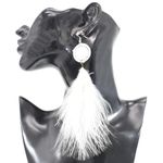 Cercei albi, lungi, cu pene, Solin C5 fotografia produsului
