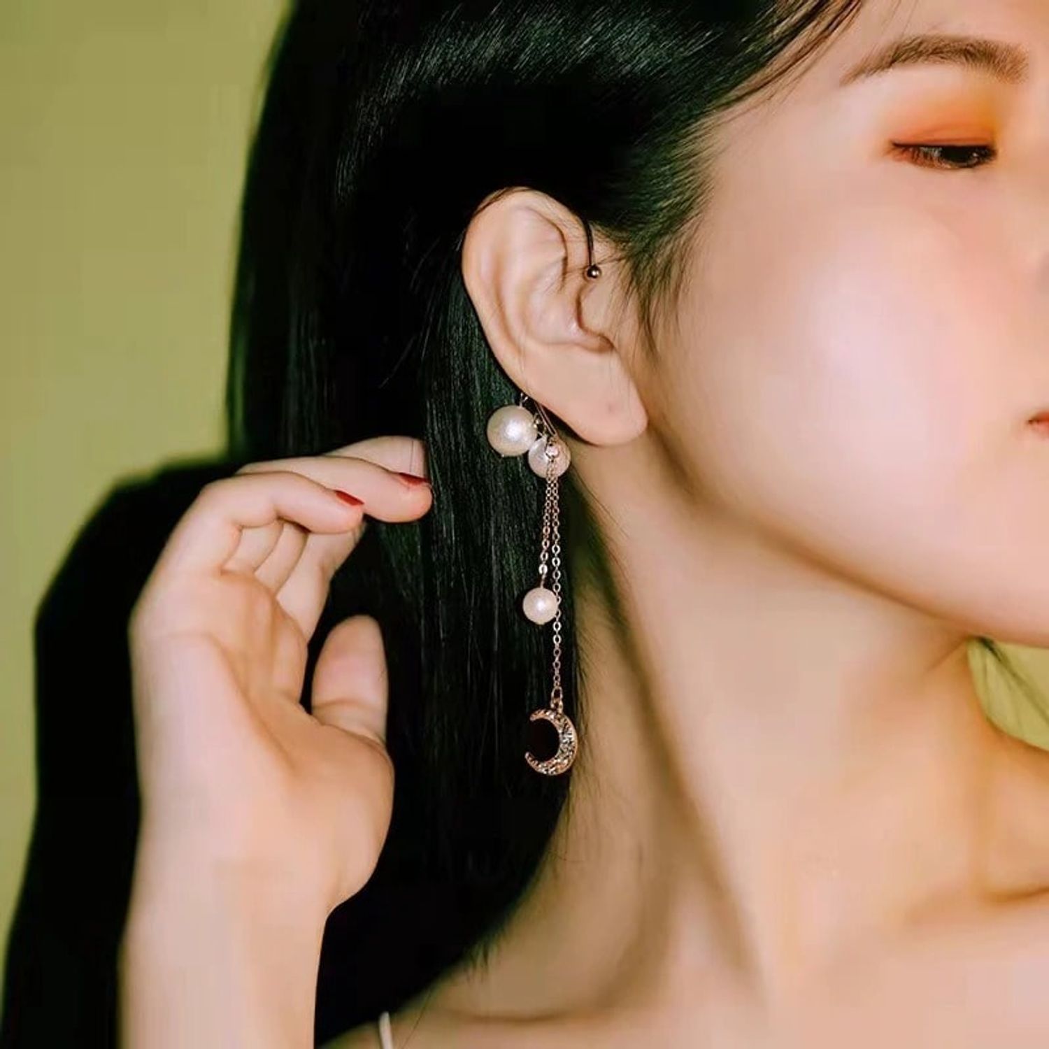 Cercei aurii, ear cuff, lungi, cu perle, Sissy C14 fotografia produsului View 2 L