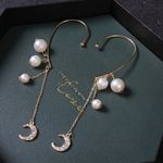 Cercei aurii, ear cuff, lungi, cu perle, Sissy C14 fotografia produsului View 3 S