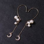 Cercei aurii, ear cuff, lungi, cu perle, Sissy C14 fotografia produsului
