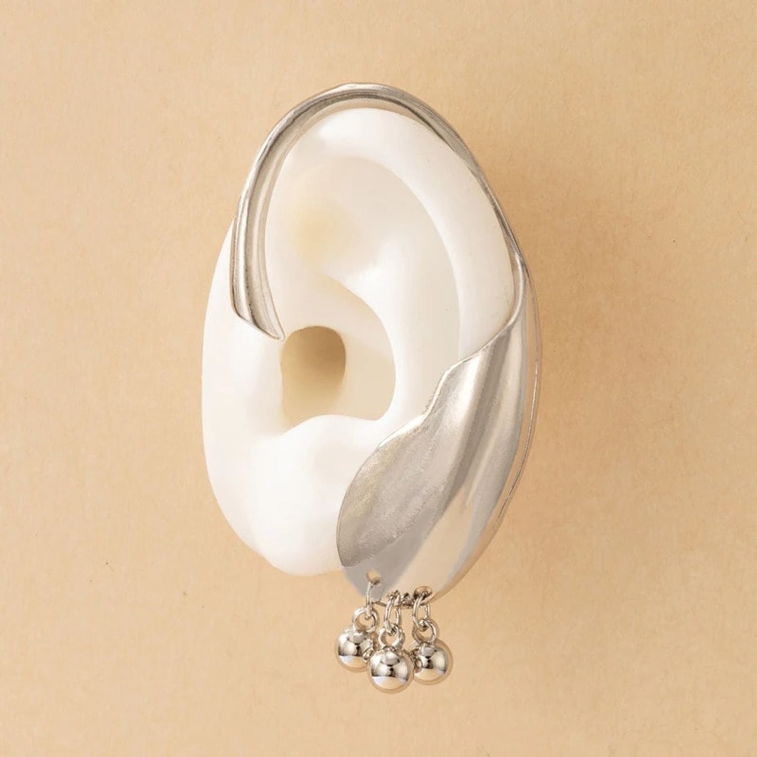 Cercel ear cuff, argintiu, cu bilute, Suzan C8 OUT fotografia produsului View 2 L