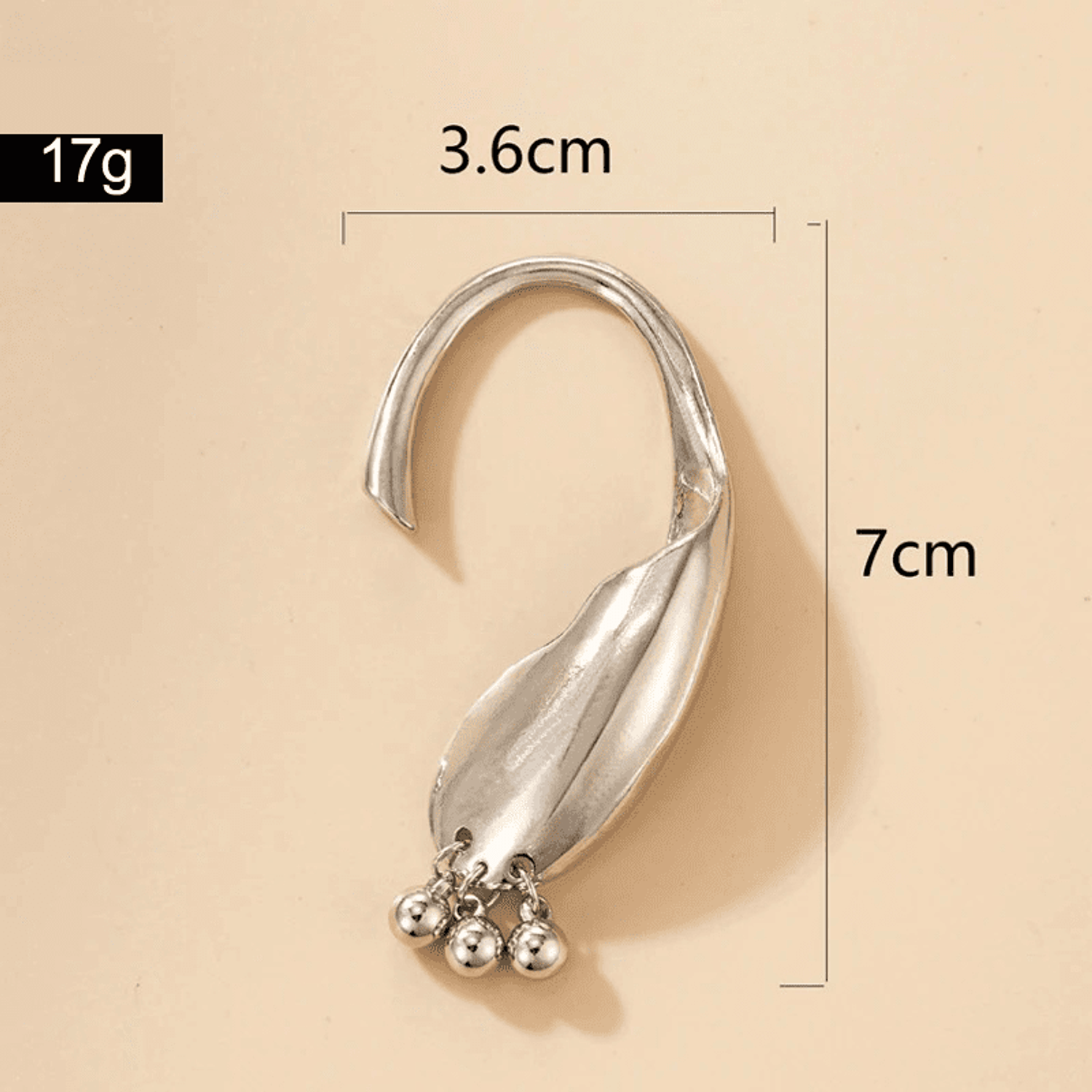 Cercel ear cuff, argintiu, cu bilute, Suzan C8 OUT fotografia produsului View 4 L