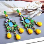 Cercei aurii, stil candelabru, cu pietre multicolre, Vendi C2 fotografia produsului View 4 S