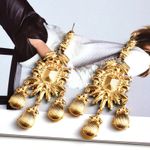 Cercei aurii, stil candelabru, cu pietre multicolre, Vendi C2 fotografia produsului View 5 S