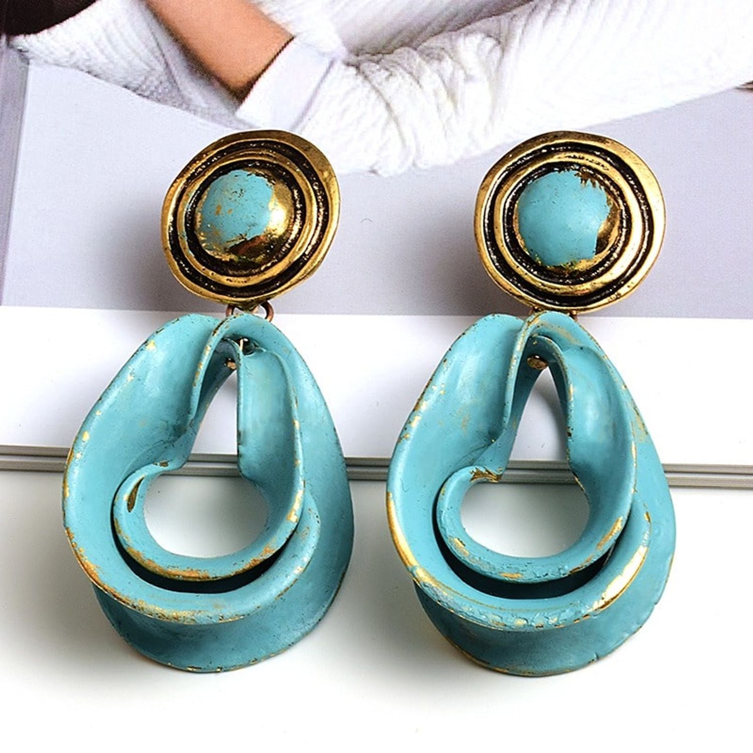 Cercei turquoise, rasuciti, Varna C1 fotografia produsului View 2 L