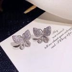 Cercei argintii, forma de fluture, cu pietre din zirconiu, Andreia C14 fotografia produsului View 2 S