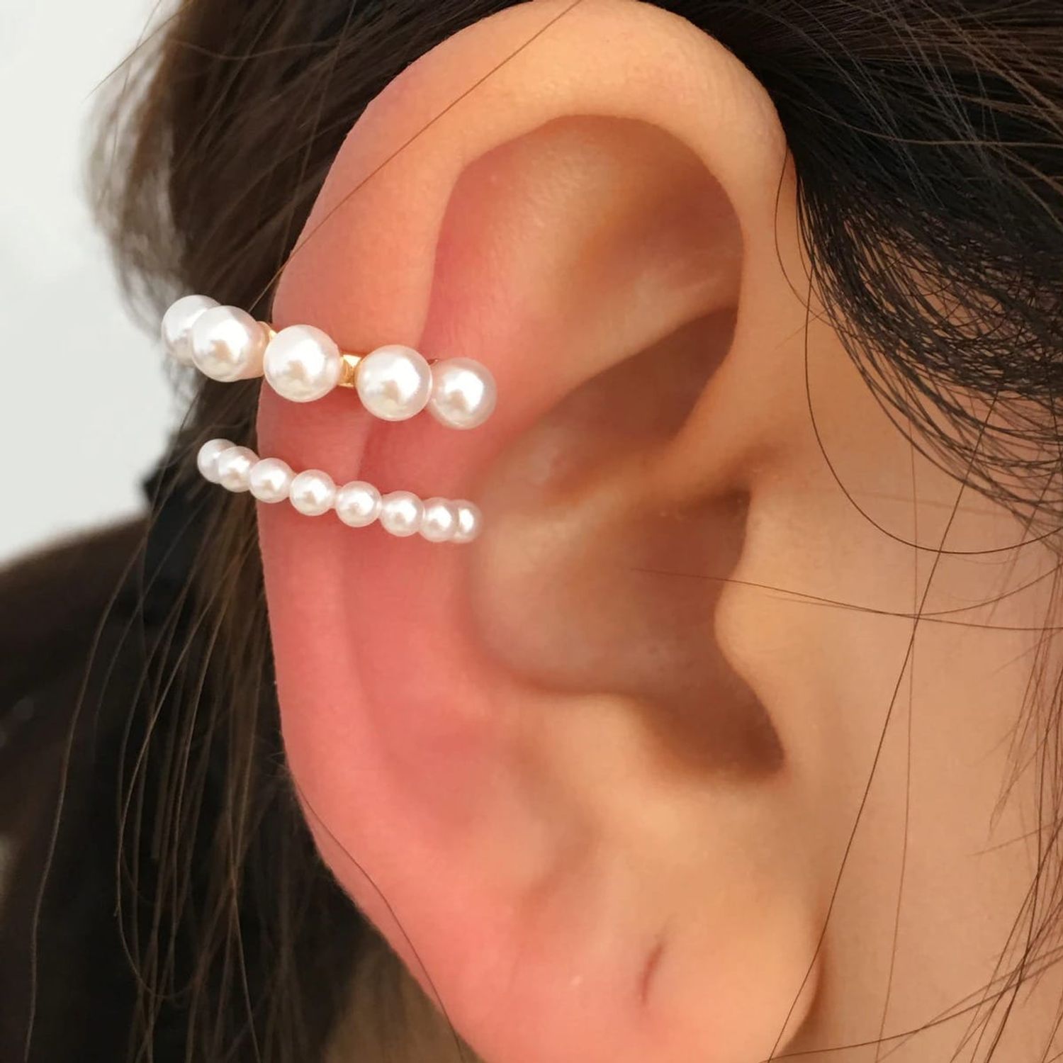 Set 2 cercei aurii, ear cuff, cu perle, Oktavia C20 fotografia produsului
