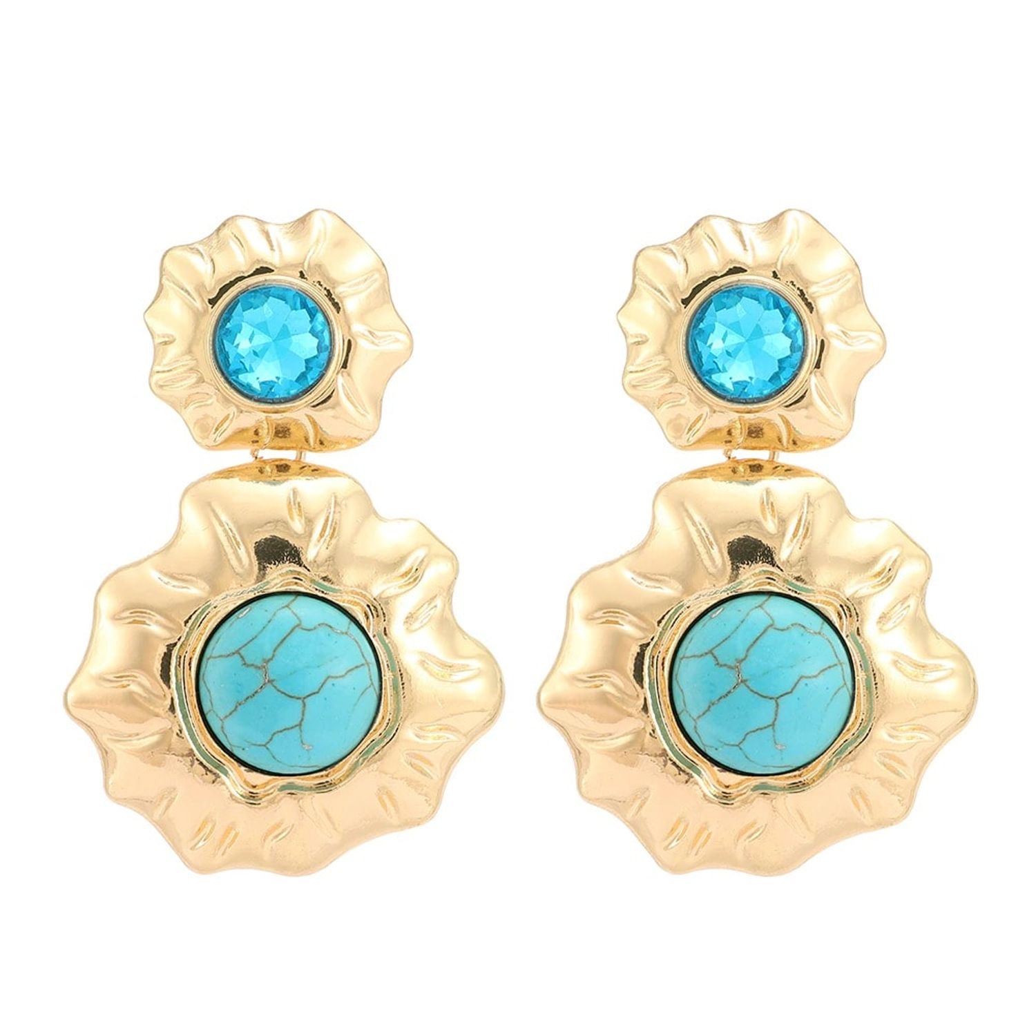 Cercei aurii, cu pietre turquoise, Rayna C8 fotografia produsului