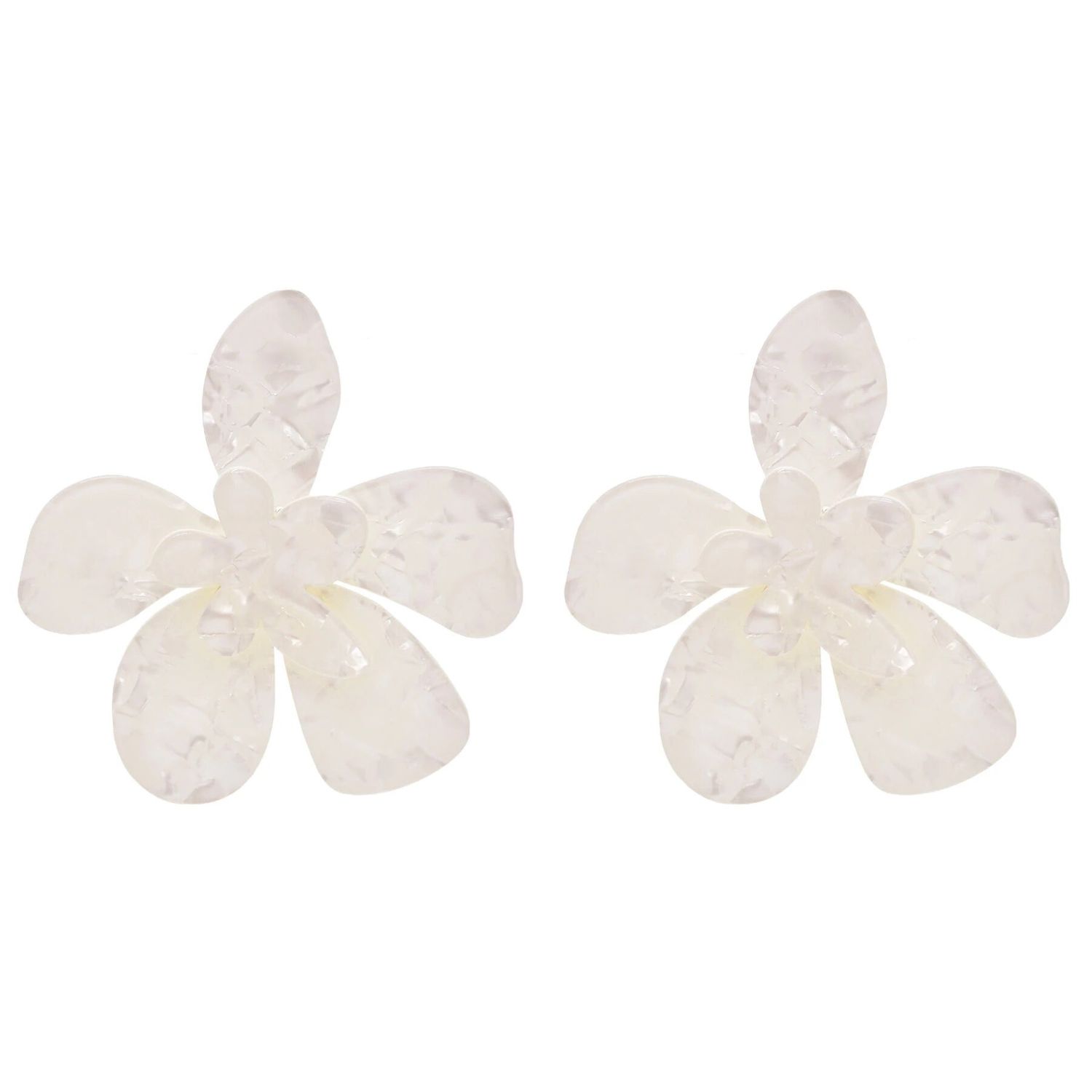 Cercei albi, forma de floare de orhidee, Sandina C20 fotografia produsului
