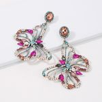 Cercei argintii, forma de fluture, cu pietre multicolore, Cara C9 fotografia produsului